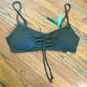 Fashion Nova Nova Swim Ruched Bikini Top Olive Large NWT